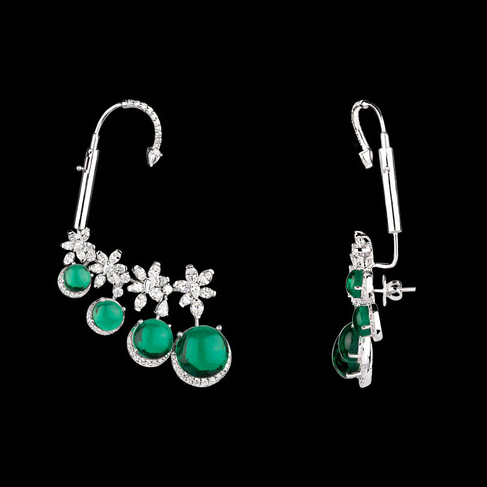 18K White Gold Diamond Earrings - 7.486ct VVS-EF with Colour Stones