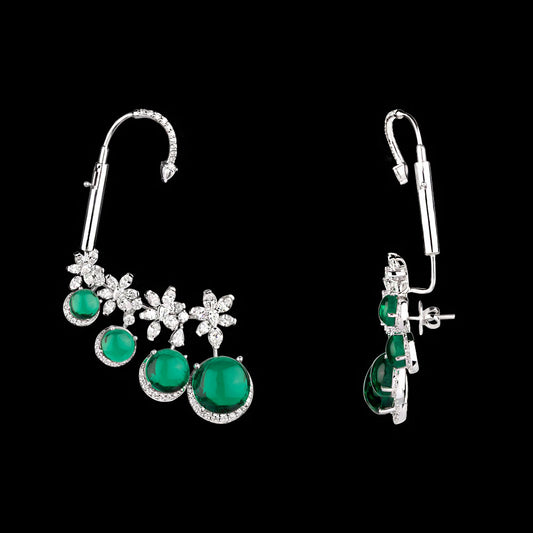 18K White Gold Diamond Earrings - 7.486ct VVS-EF with Colour Stones