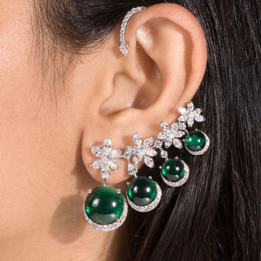 18K White Gold Diamond Earrings - 7.486ct VVS-EF with Colour Stones