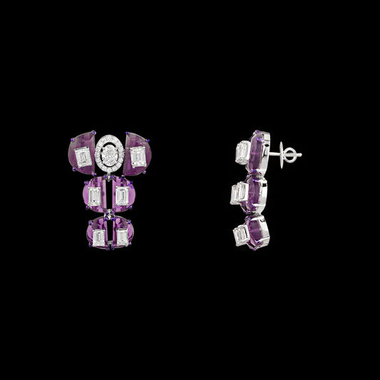 18K White Gold Diamond Earrings - 5.829ct VVS-VS-GH with Colour Stones