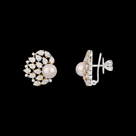 18K White Gold Diamond Earrings - 1.021ct VS-SI-GH with Colour Stones