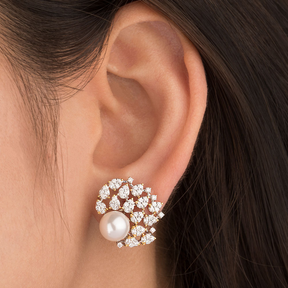 18K White Gold Diamond Earrings - 1.021ct VS-SI-GH with Colour Stones