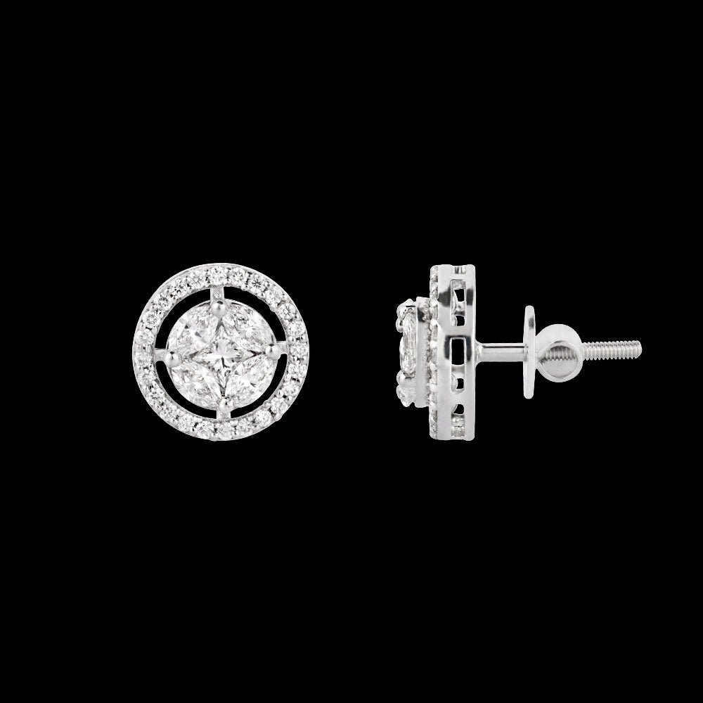 18K White Gold Diamond Earrings - 1.303ct VVS-VS-GH