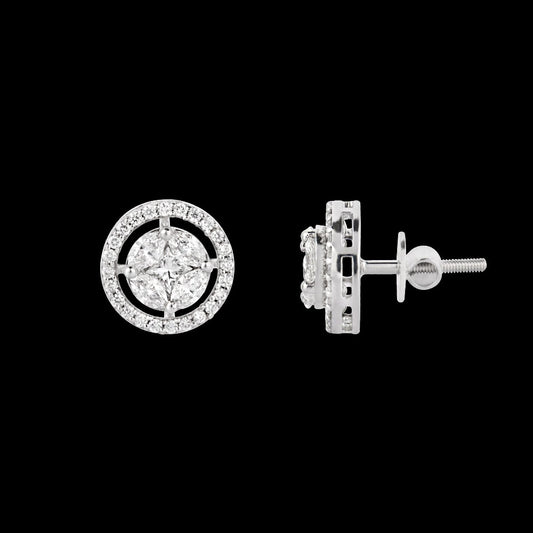 18K White Gold Diamond Earrings - 1.303ct VVS-VS-GH