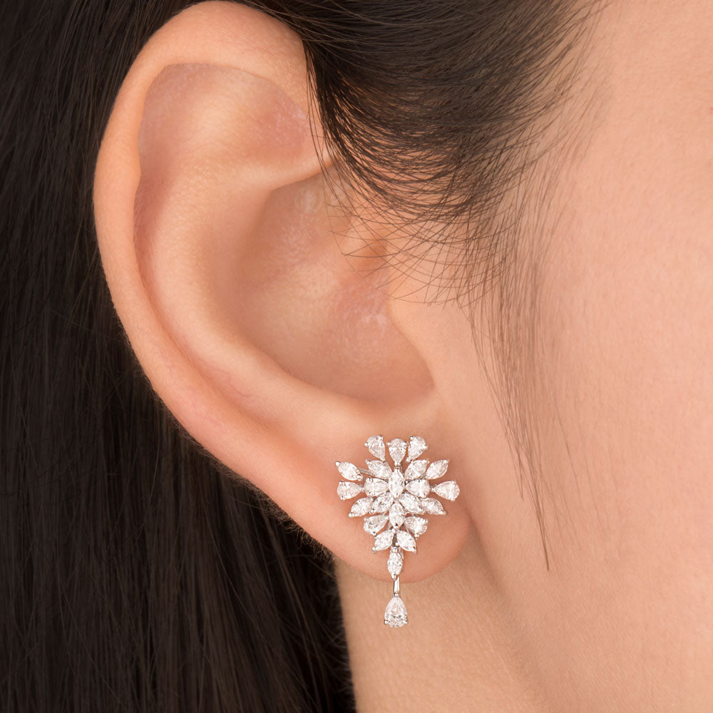 18K White Gold Diamond Earrings - 1.177ct VVS-FG