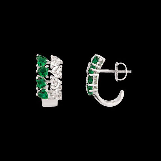 18K White Gold Diamond Earrings - 1.458ct VVS-VS-FG with Colour Stones