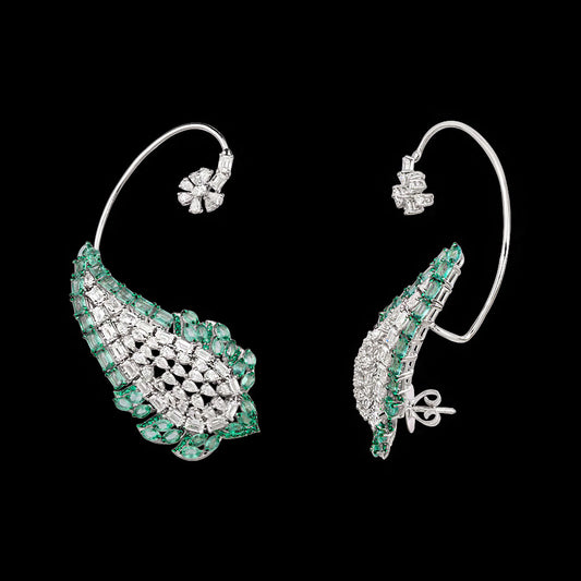 14K White Gold Diamond Earrings - 6.88ct VVS-VS-EF with Colour Stones