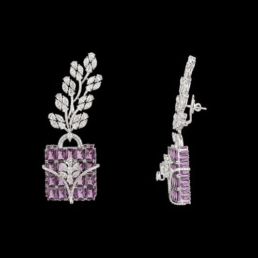 14K White Gold Diamond Earrings - 17.78ct VVS-VS-IJ with Colour Stones
