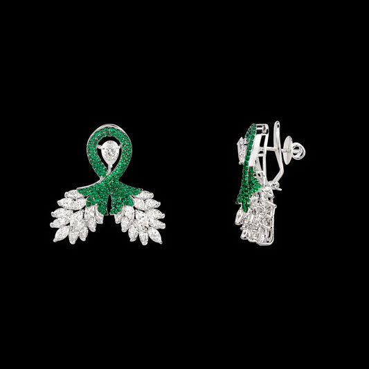 14K White Gold Diamond Earrings - 8.672ct VVS-VS-JK with Colour Stones