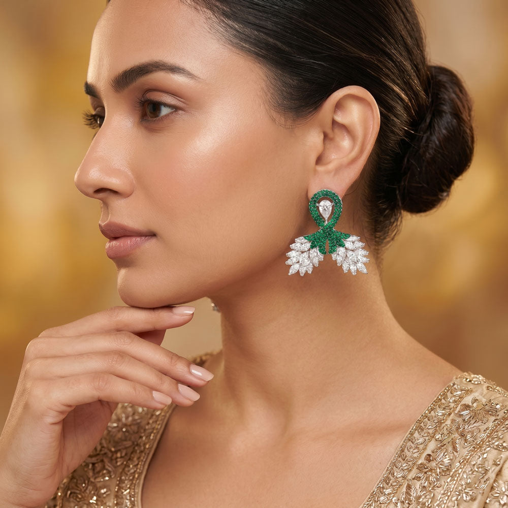 14K White Gold Diamond Earrings - 8.672ct VVS-VS-JK with Colour Stones