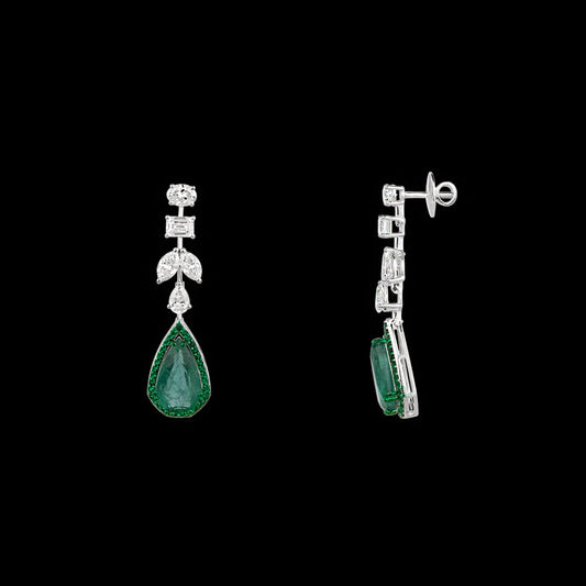 14K White Gold Diamond Earrings - 3.054ct VS-SI-HI with Colour Stones