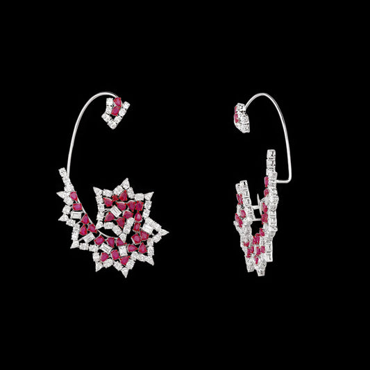 14K White Gold Diamond Earrings - 11.564ct VS-SI-EF with Colour Stones