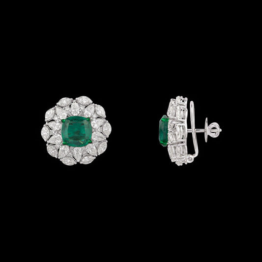 14K White Gold Diamond Earrings - 6.977ct VVS-VS-JK with Colour Stones