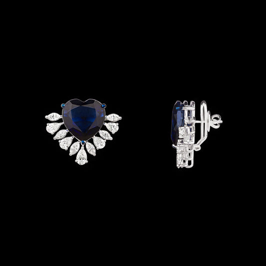 14K White Gold Diamond Earrings - 4.905ct VVS-VS-GH with Colour Stones