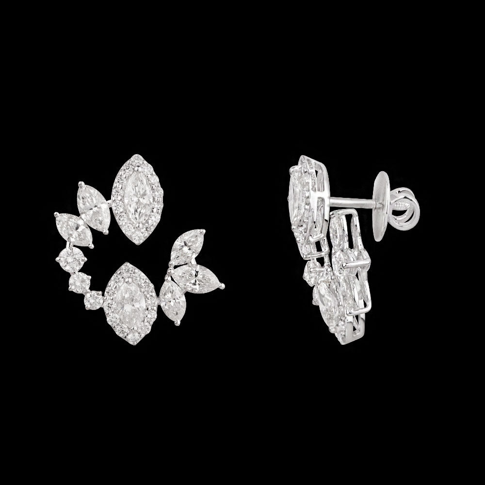 14K White Gold Diamond Earrings - 4.109ct VVS-VS-HI