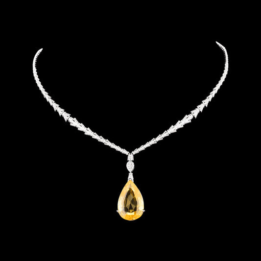 18K White Gold Diamond Necklace - 2.444ct VVS-GH with Colour Stones