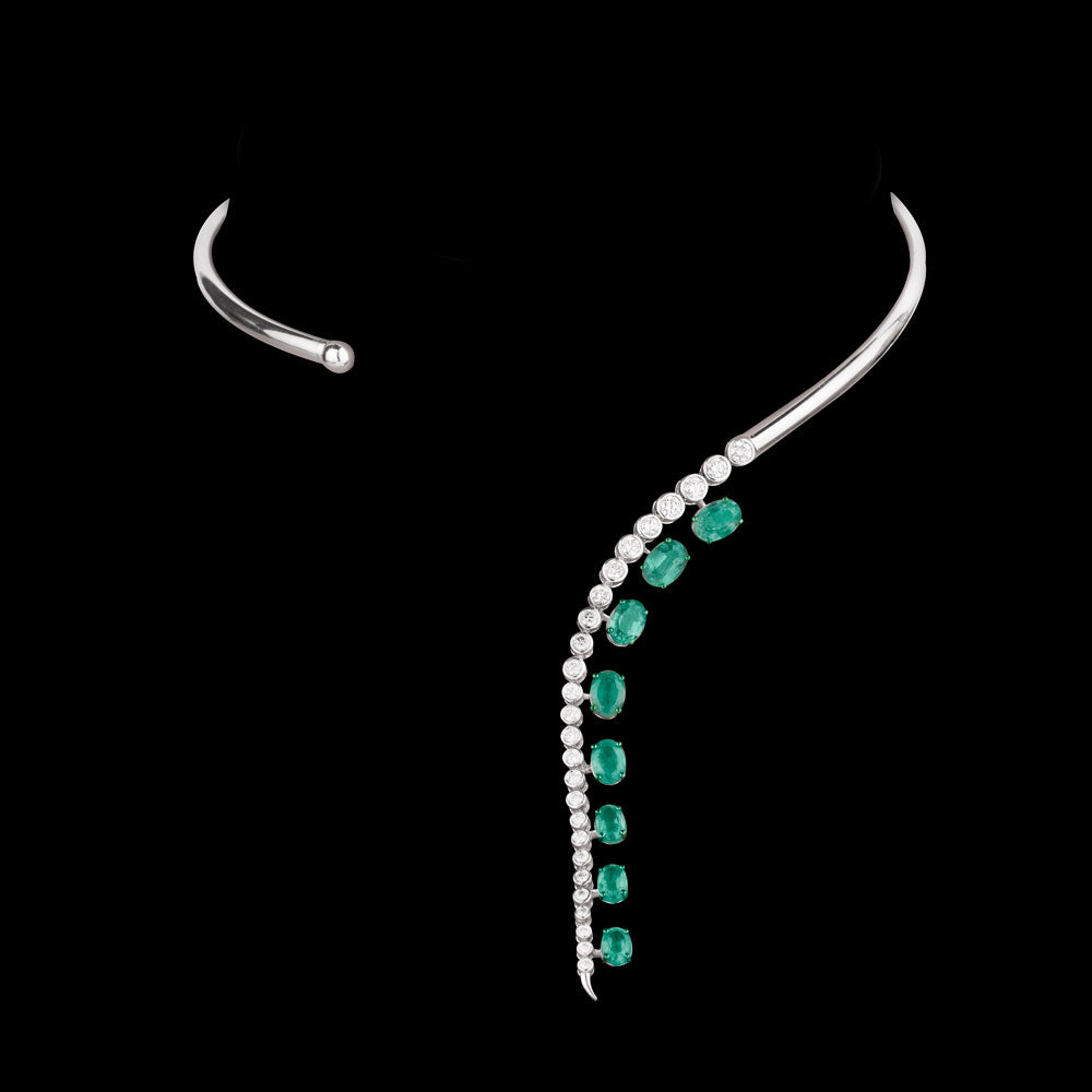 18K White Gold Diamond Necklace - 1.379ct SI-GH with Colour Stones