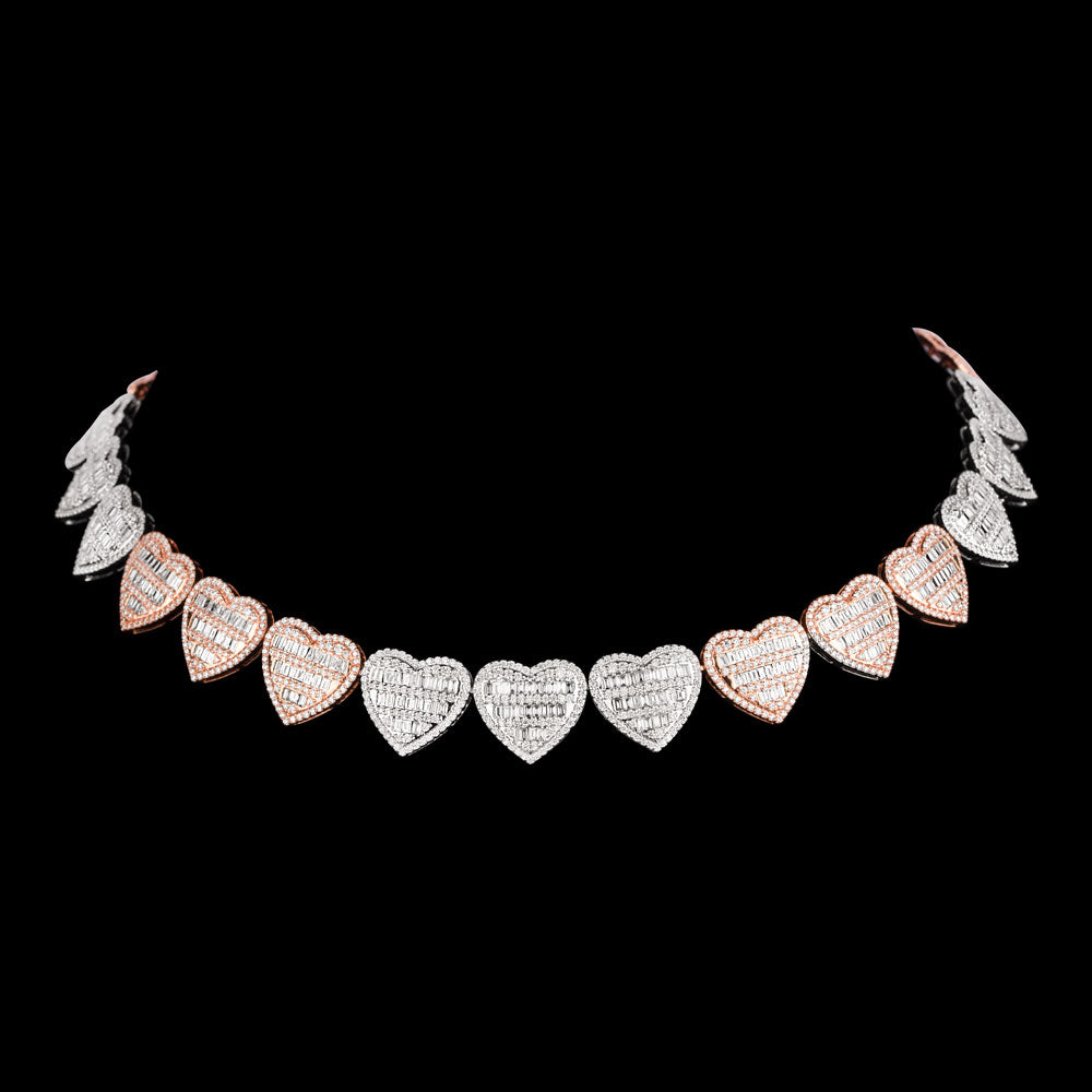 18K Two Tone Gold Diamond Necklace - 13.874ct VVS-VS-GH