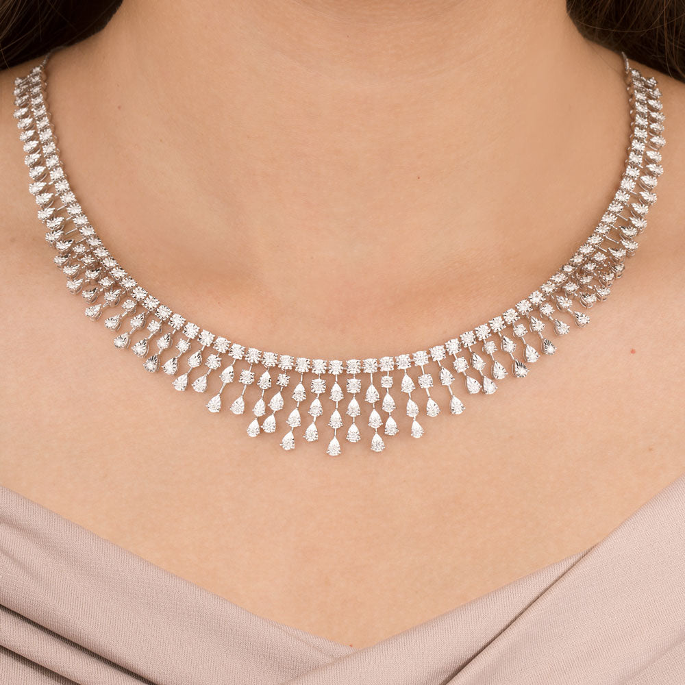 14K White Gold Diamond Necklace - 3.686ct SI-IJ