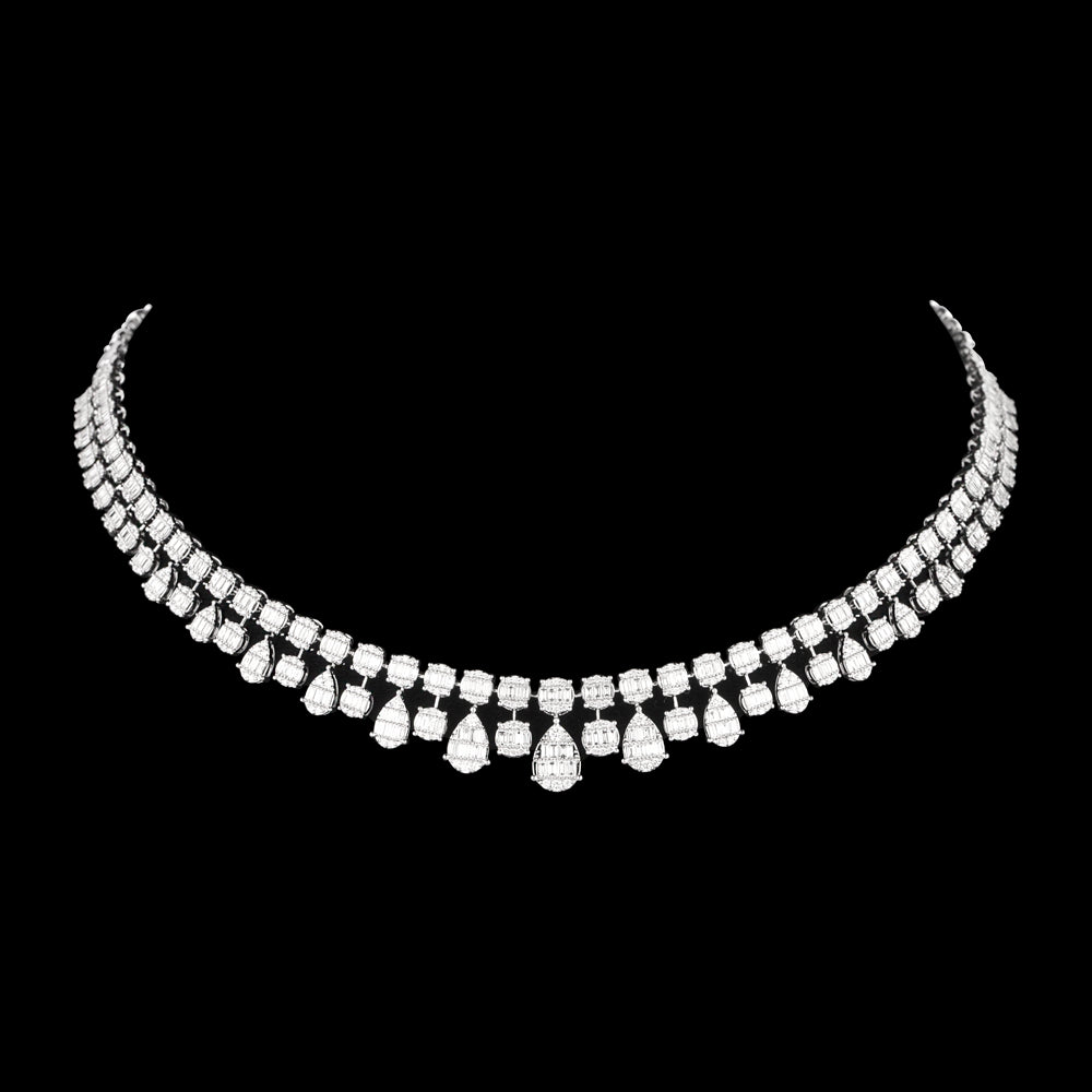 18K White Gold Diamond Necklace - 6.187ct VVS-VS-GH