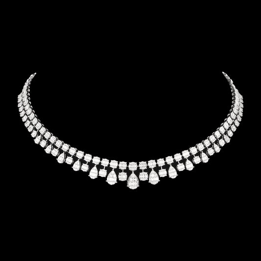 18K White Gold Diamond Necklace - 6.187ct VVS-VS-GH