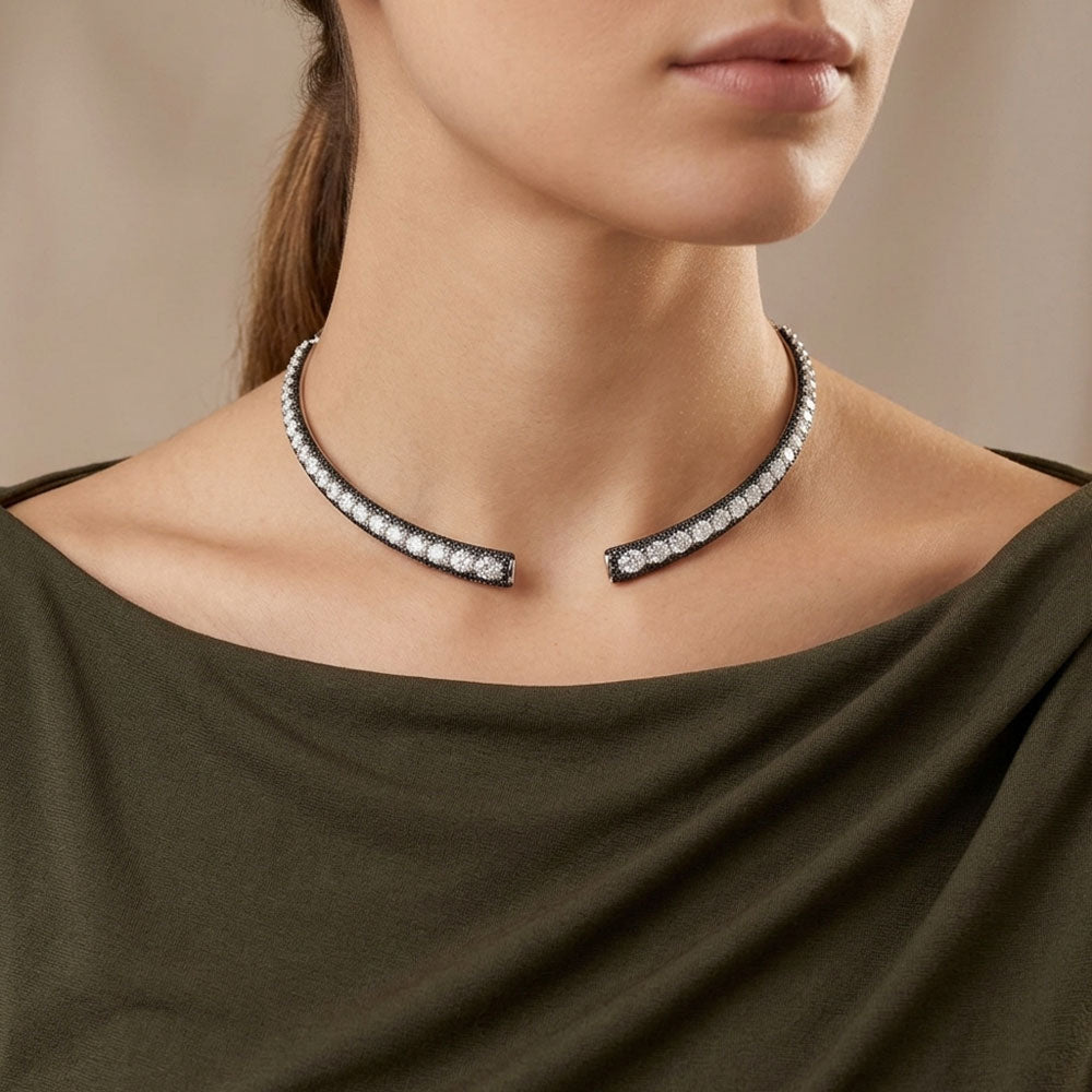 18K White Gold Diamond Necklace - 13.93ct VVS-VS-GH with Colour Stones