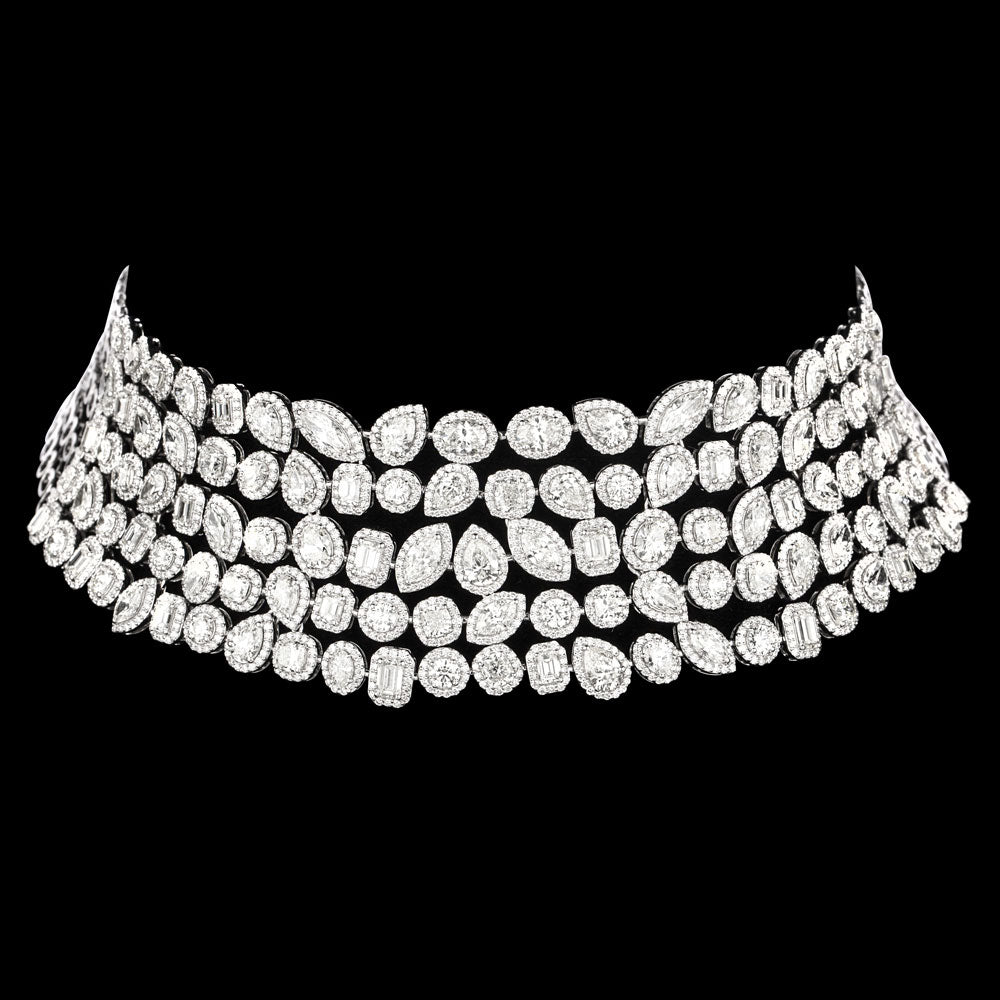 18K White Gold Diamond Necklace - 54.404ct VS-SI-HI