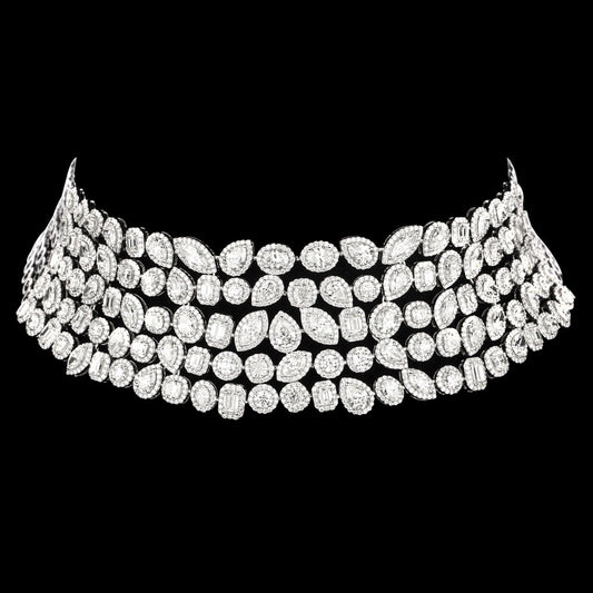 18K White Gold Diamond Necklace - 54.404ct VS-SI-HI