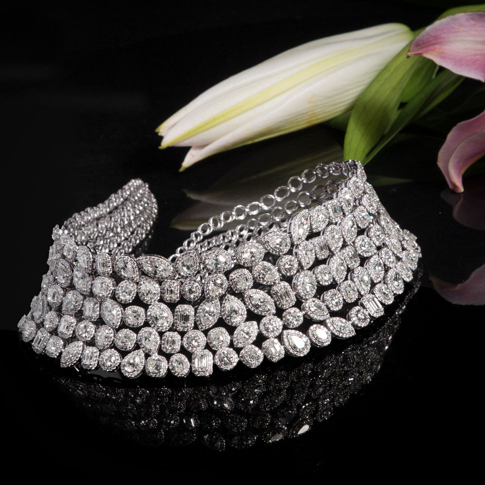 18K White Gold Diamond Necklace - 54.404ct VS-SI-HI