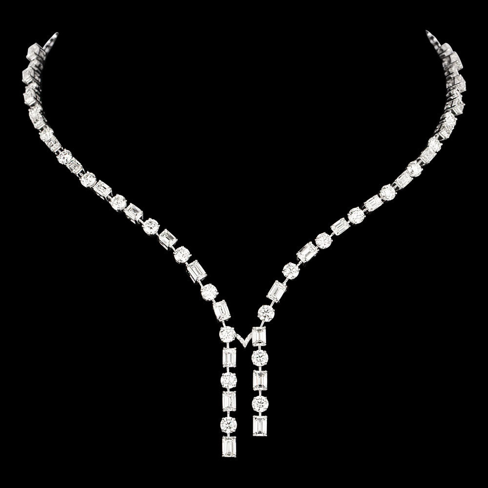 18K White Gold Diamond Necklace - 23.943ct VVS-VS-GHI