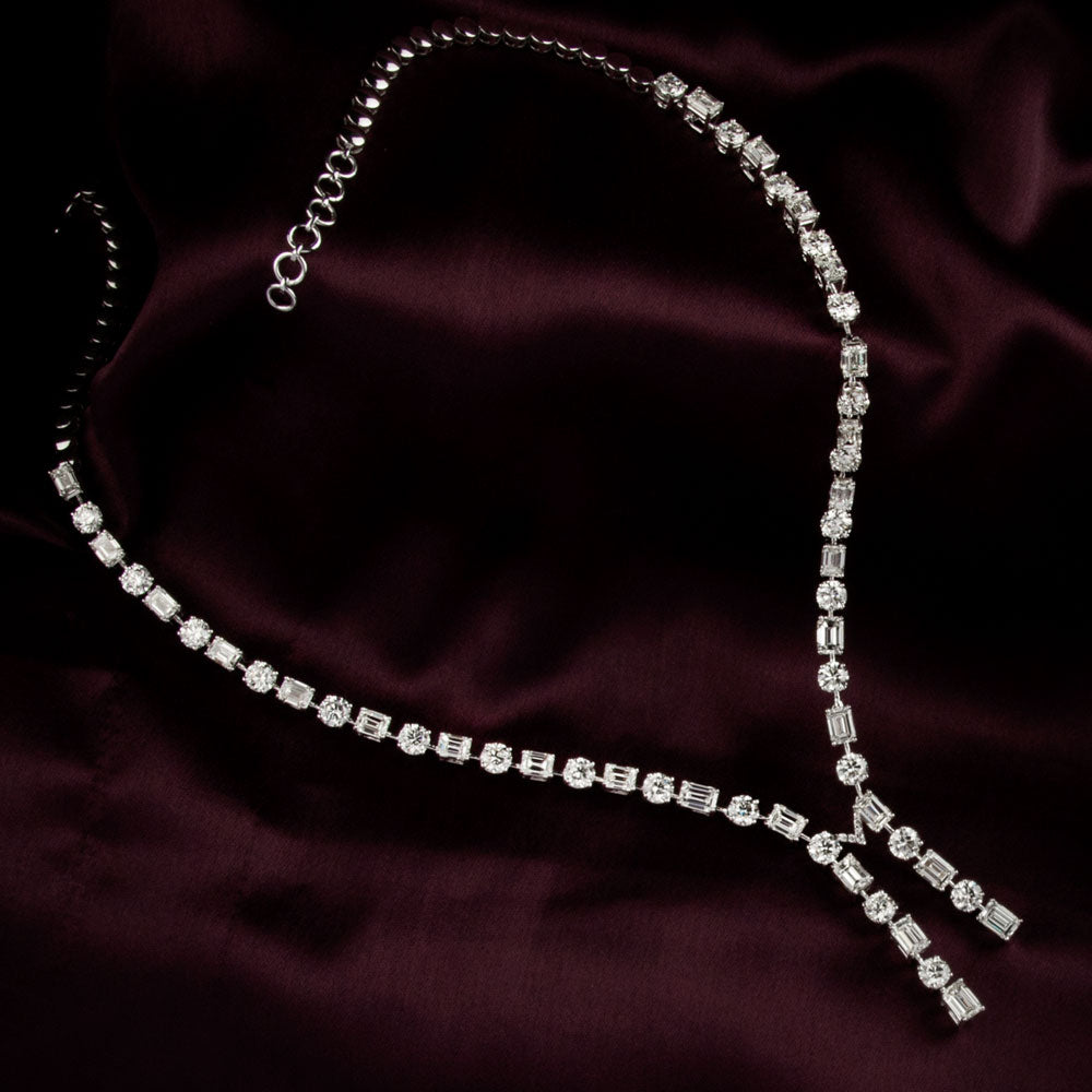 18K White Gold Diamond Necklace - 23.943ct VVS-VS-GHI