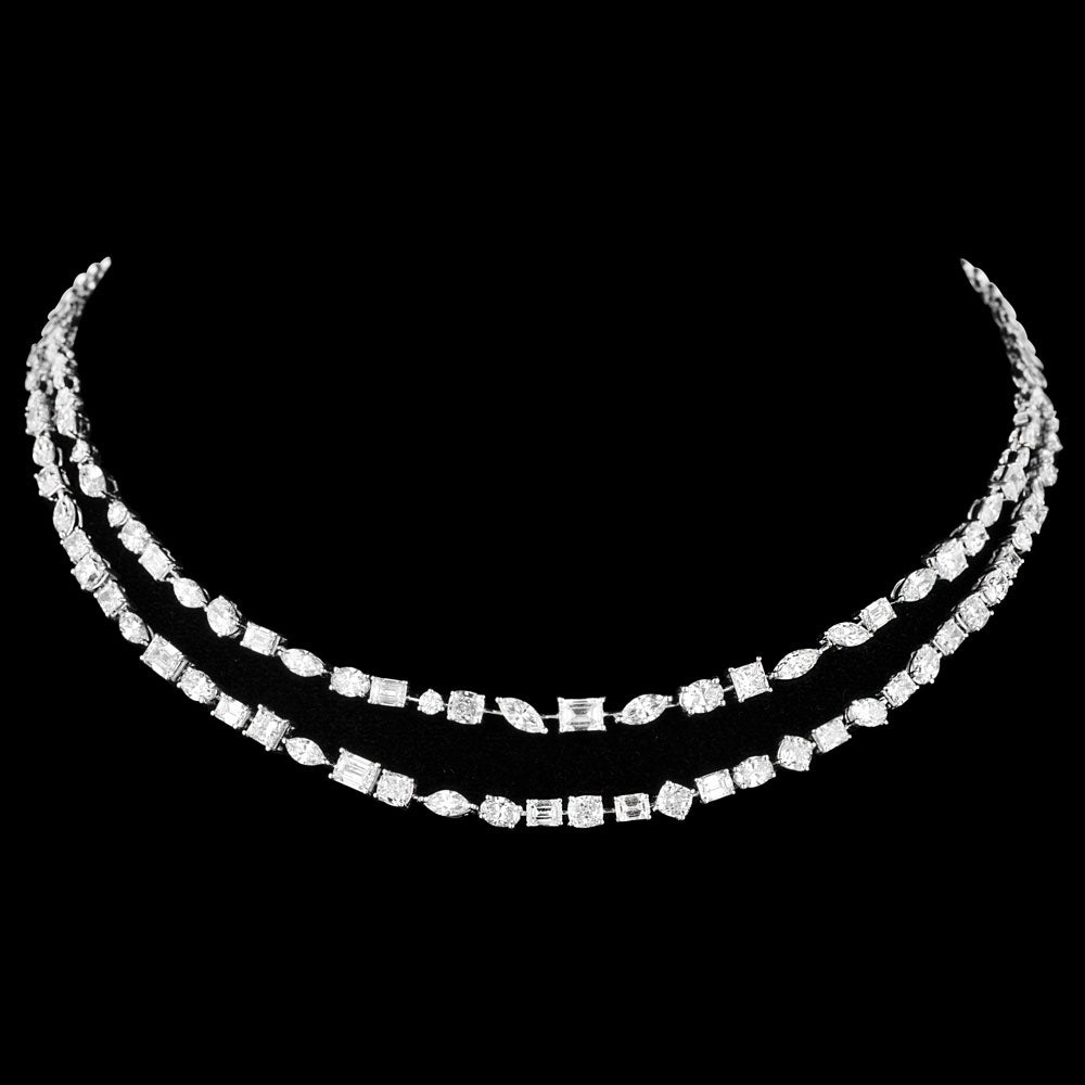 18K White Gold Diamond Necklace - 22.272ct VVS-VS-GH