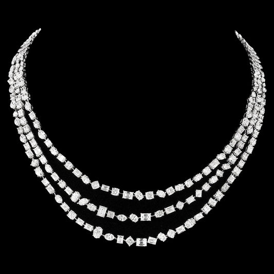 18K White Gold Diamond Necklace - 48.313ct VVS-VS-GH