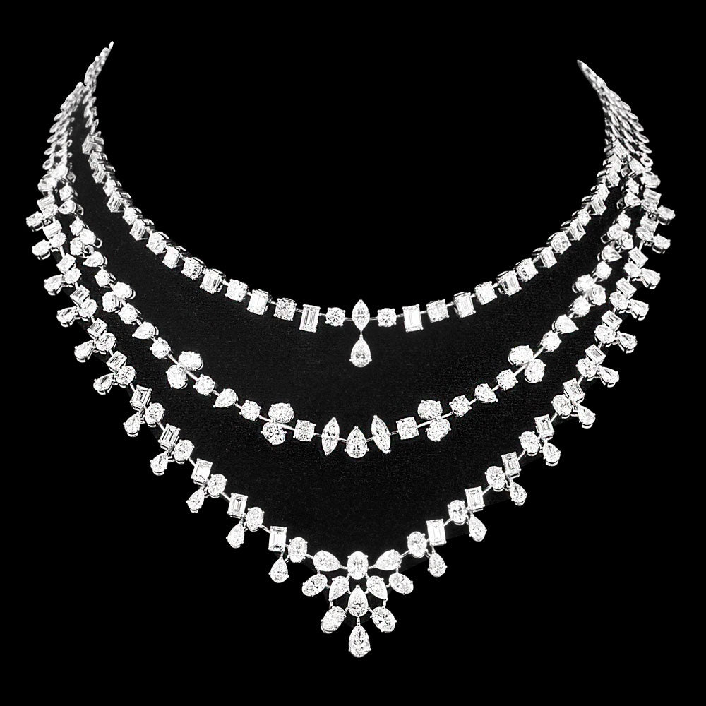 18K White Gold Diamond Necklace - 50.85ct VVS-VS-GH