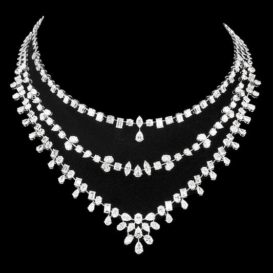18K White Gold Diamond Necklace - 50.85ct VVS-VS-GH