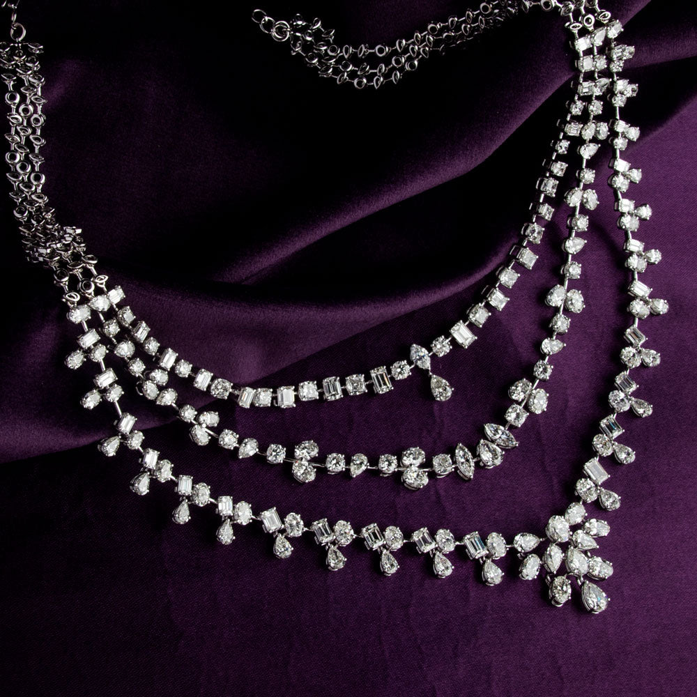 14K White Gold Diamond Necklace - 54.966ct VS-SI-GH