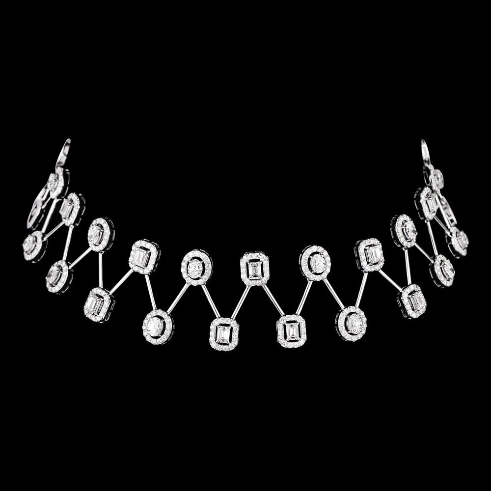 18K White Gold Diamond Necklace - 14.3ct VVS-VS-HI