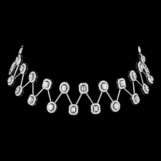 18K White Gold Diamond Necklace - 14.3ct VVS-VS-HI