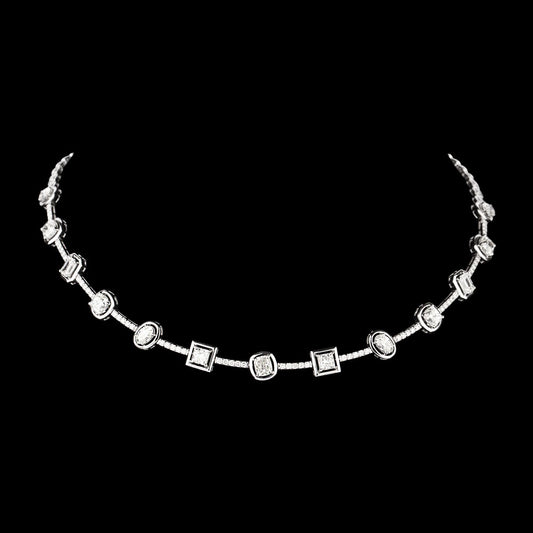18K White Gold Diamond Necklace - 10.842ct VVS-VS-HI