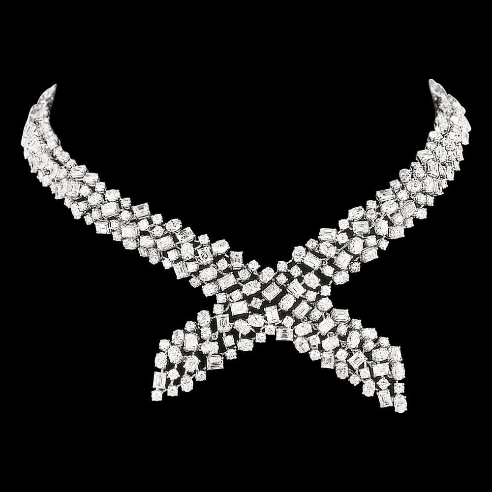 18K White Gold Diamond Necklace - 37.921ct VVS-VS-GH