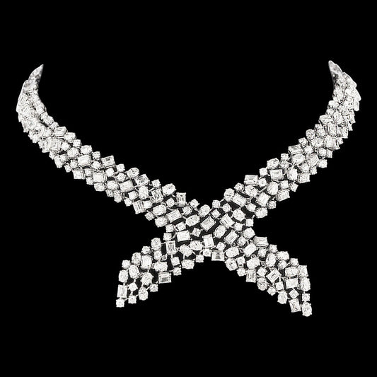 18K White Gold Diamond Necklace - 37.921ct VVS-VS-GH