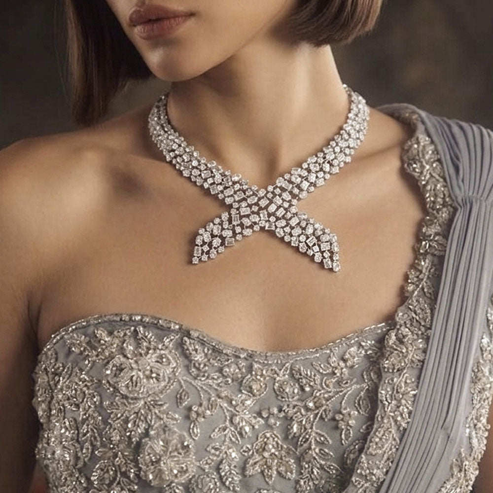 18K White Gold Diamond Necklace - 37.921ct VVS-VS-GH