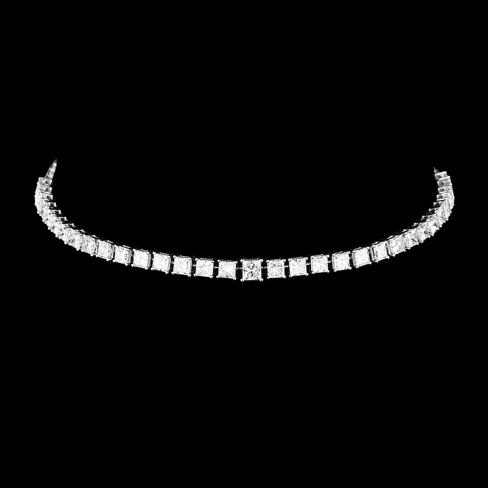 14K White Gold Diamond Necklace - 17.458ct VVS-VS-GH