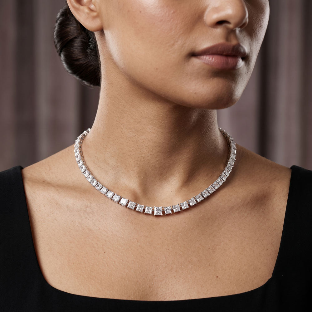 14K White Gold Diamond Necklace - 17.458ct VVS-VS-GH