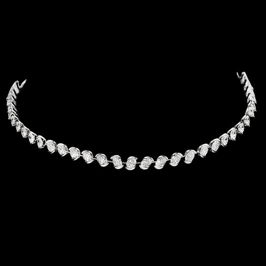 14K White Gold Diamond Necklace - 15.562ct VVS-VS-GH