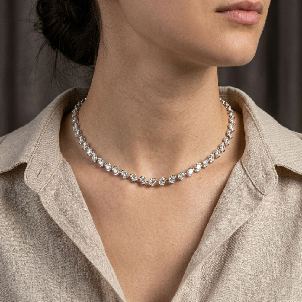 14K White Gold Diamond Necklace - 15.562ct VVS-VS-GH