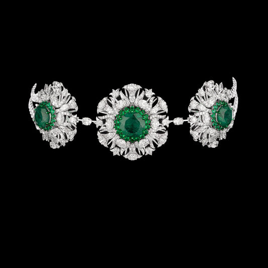 14K White Gold Diamond Necklace - 20.247ct VS-SI-GH with Colour Stones