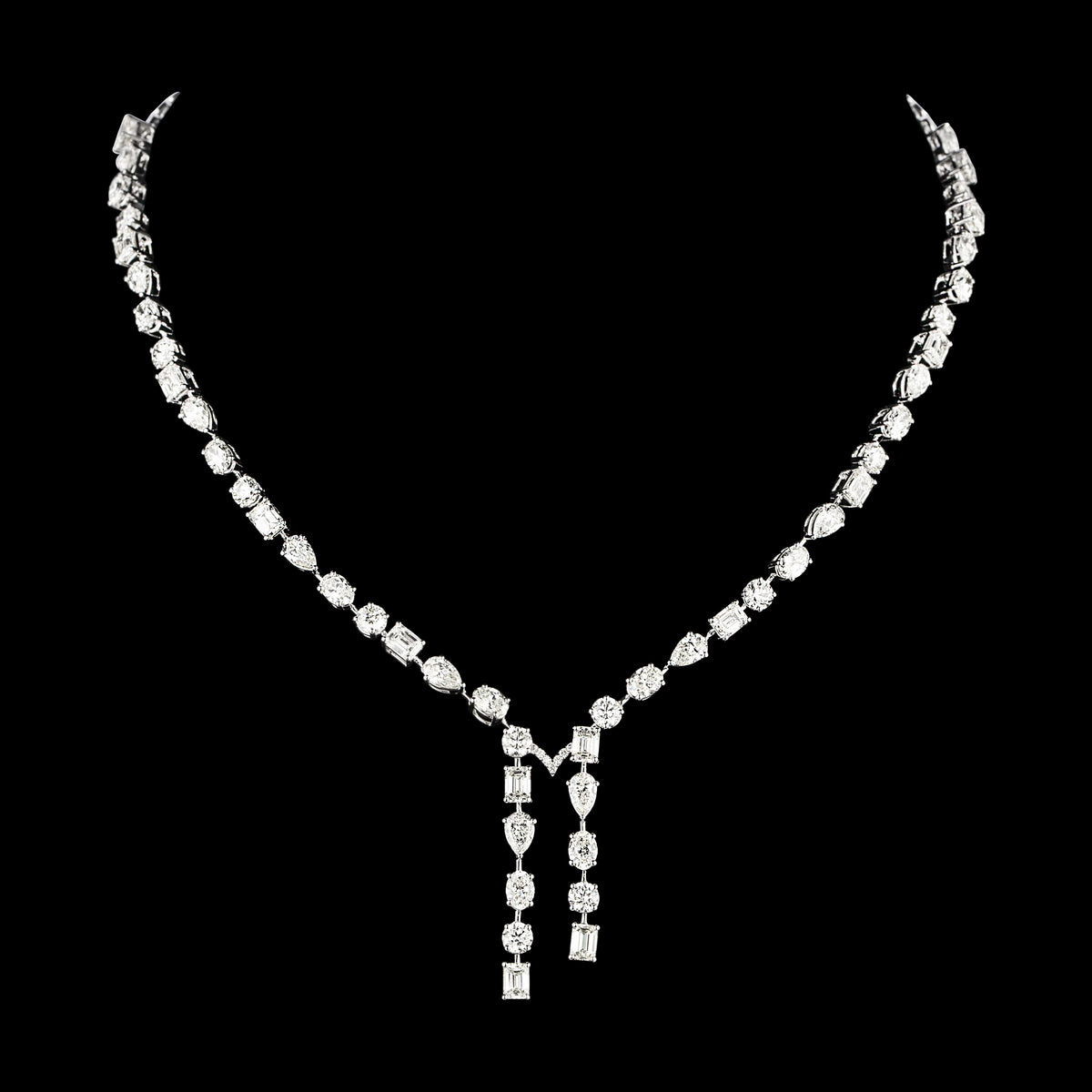 14K White Gold Diamond Necklace - 21.004ct VS-SI-HI