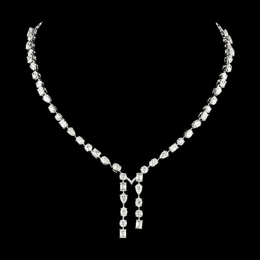 14K White Gold Diamond Necklace - 21.004ct VS-SI-HI