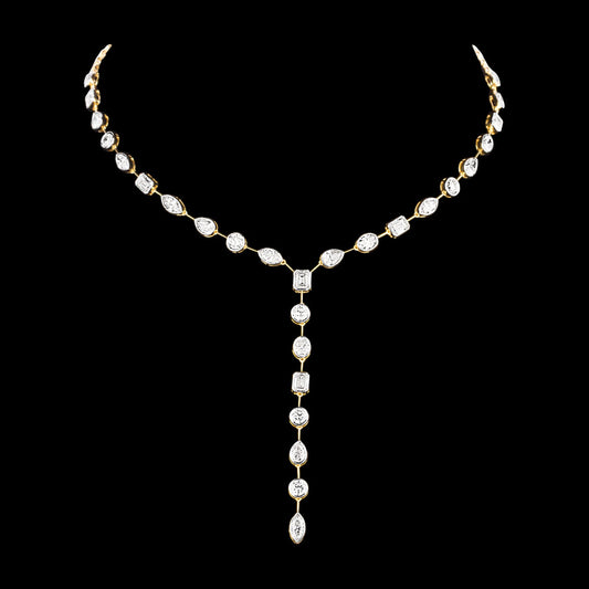 14K Yellow Gold Diamond Necklace - 15.447ct VS-SI-HI